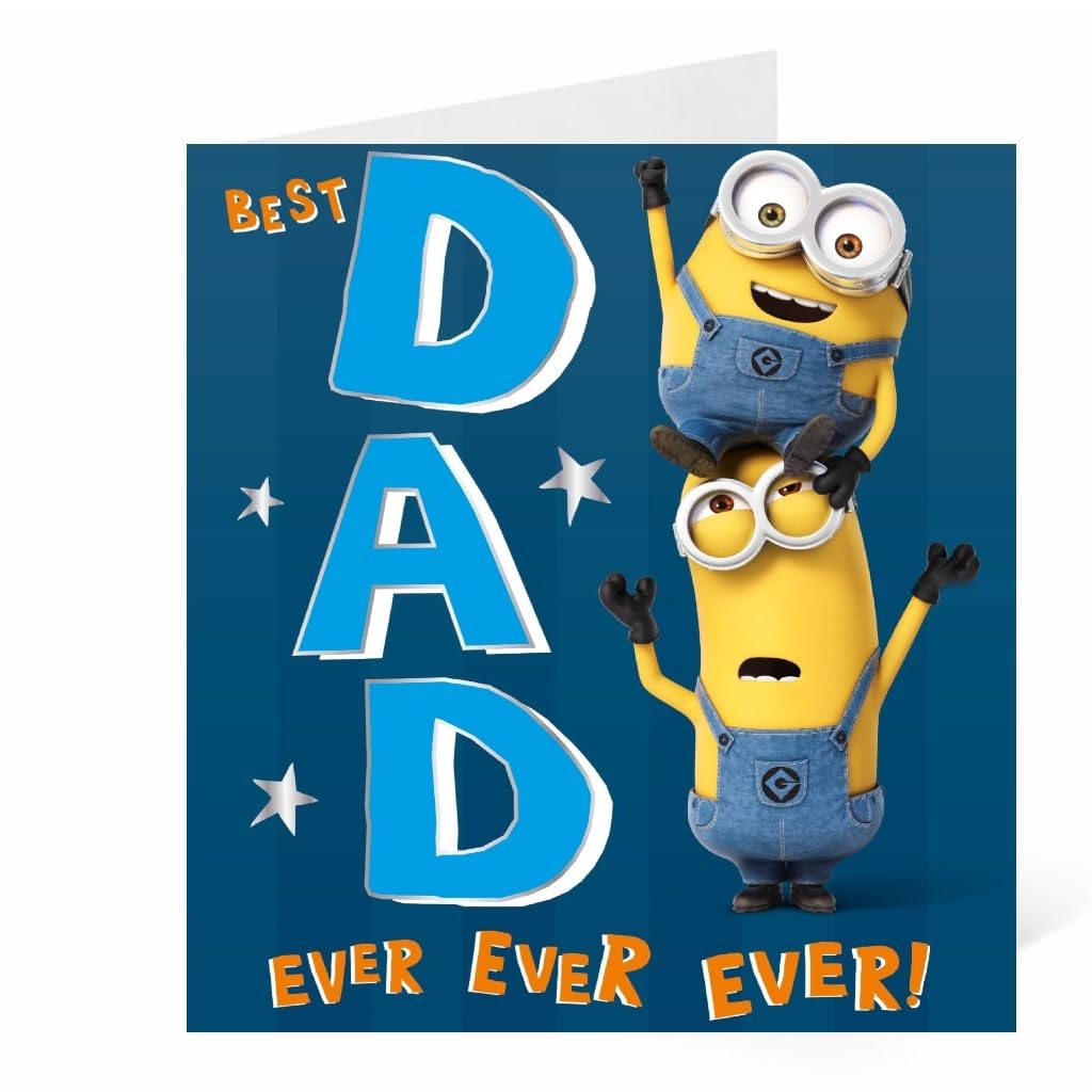 Despicable Me Father's Day Card for Dad, Minions 'Best Dad Ever Ever Ever' Design