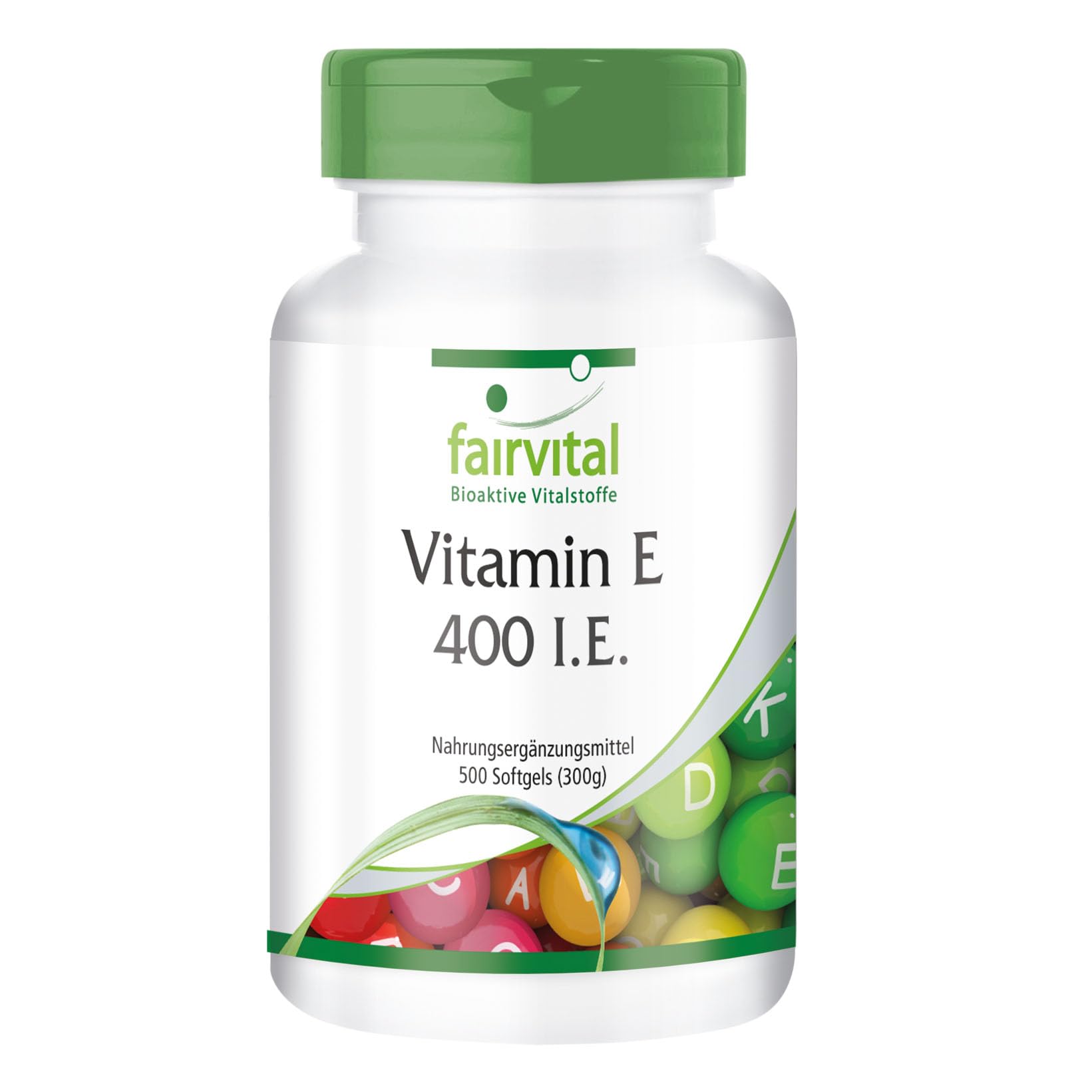 fairvital Vitamin E Kapseln 400 I.E., 500 Softgels, schluckfreundlich, HOCHDOSIERT, für die ganze Familie