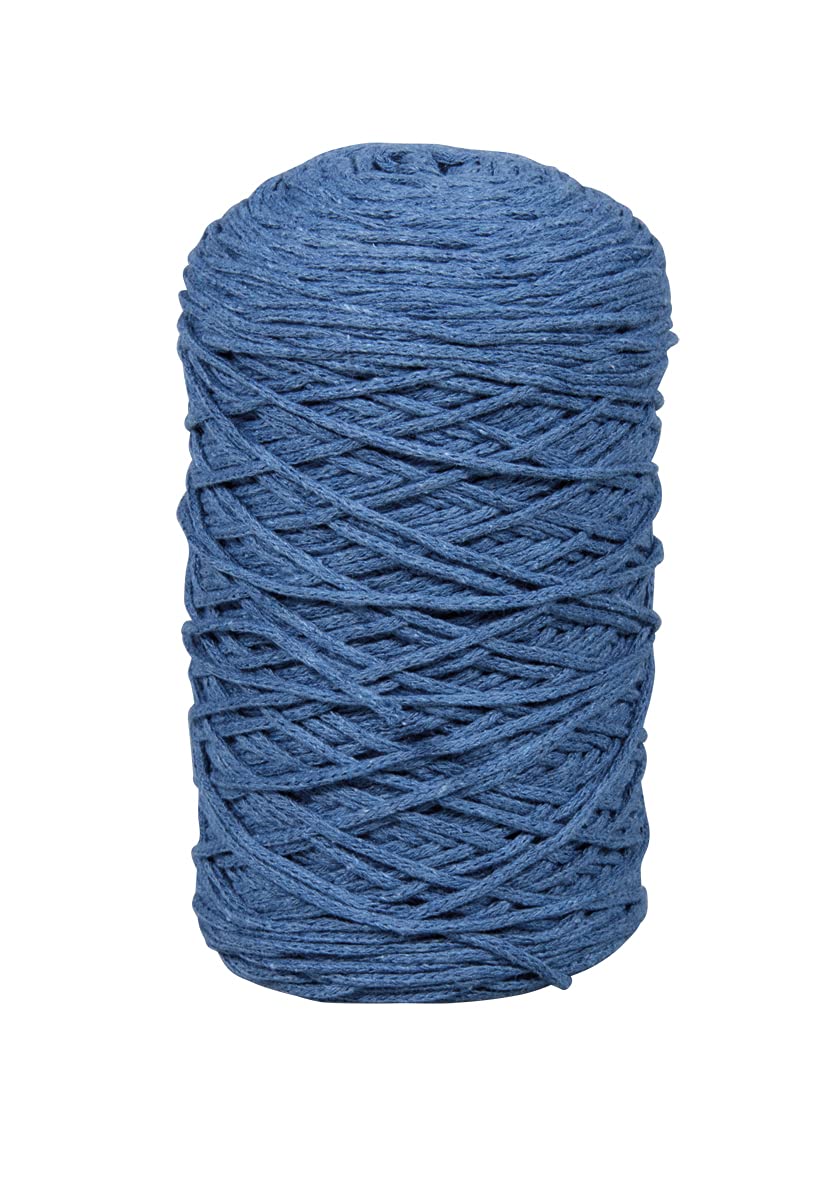 Rayher Braidy Recycling Yarn for Crafts and Decorations Crochet Yarn, Macrame Cord with a Diameter of 2mm, 250m, jeans blue, 42009372