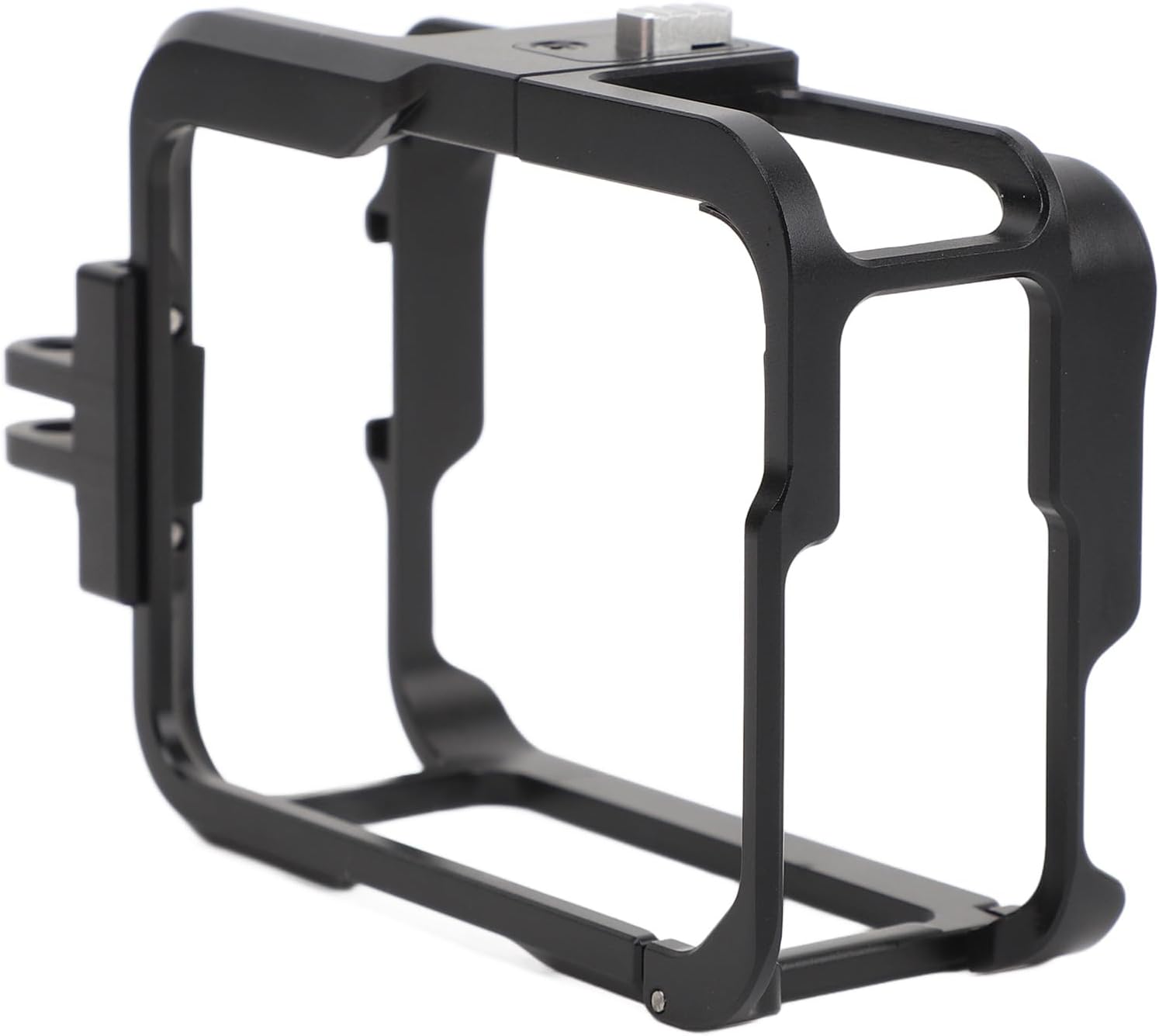 Action Camera Protective Cage, Aluminum Alloy Camera Frame Case with Dual Cold Shoe Mount, Protective Frame Cage Rig for, Used with Tripod, Storage Case Base, Fill Light