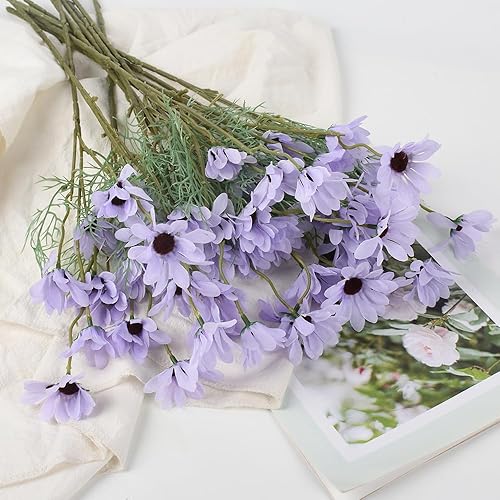 Miniatura 3 de Ramas de margaritas artificiales de seda, 12 unidades, flores silvestres falsas con tallos de margarita sintética, arbustos vegetales, arreglos de