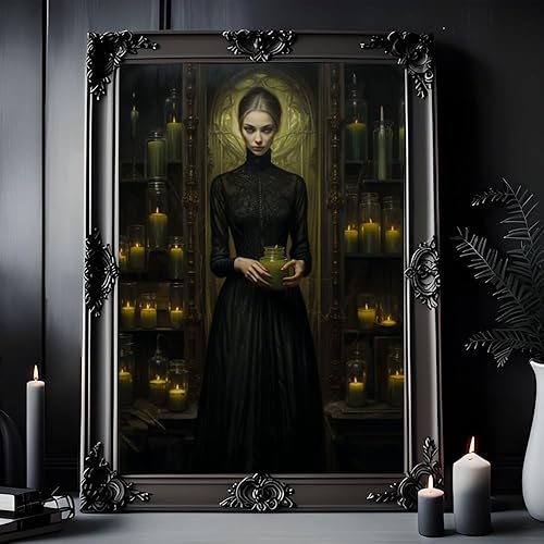 Póster de bruja gótica espeluznante, arte de pared gótico para el hogar, decoración de pared de bruja, lienzo decorativo de pared para niños y