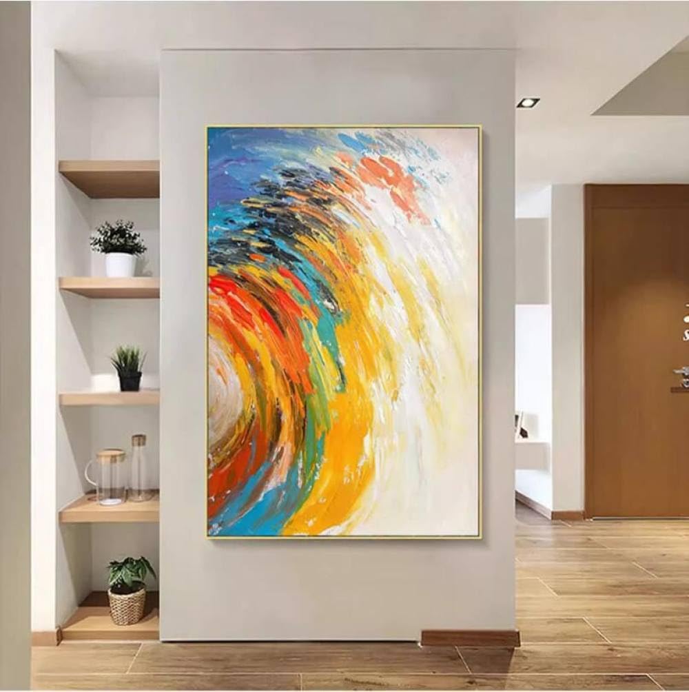 Peinture à l'huile abstraite sur toile pour murs blancs ternes