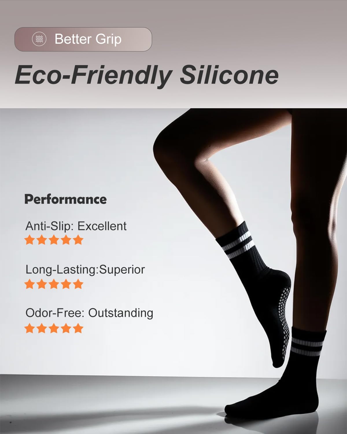 Women's Ombré Pilates Grip Socks, Non-Slip Yoga & Barre Socks image 4