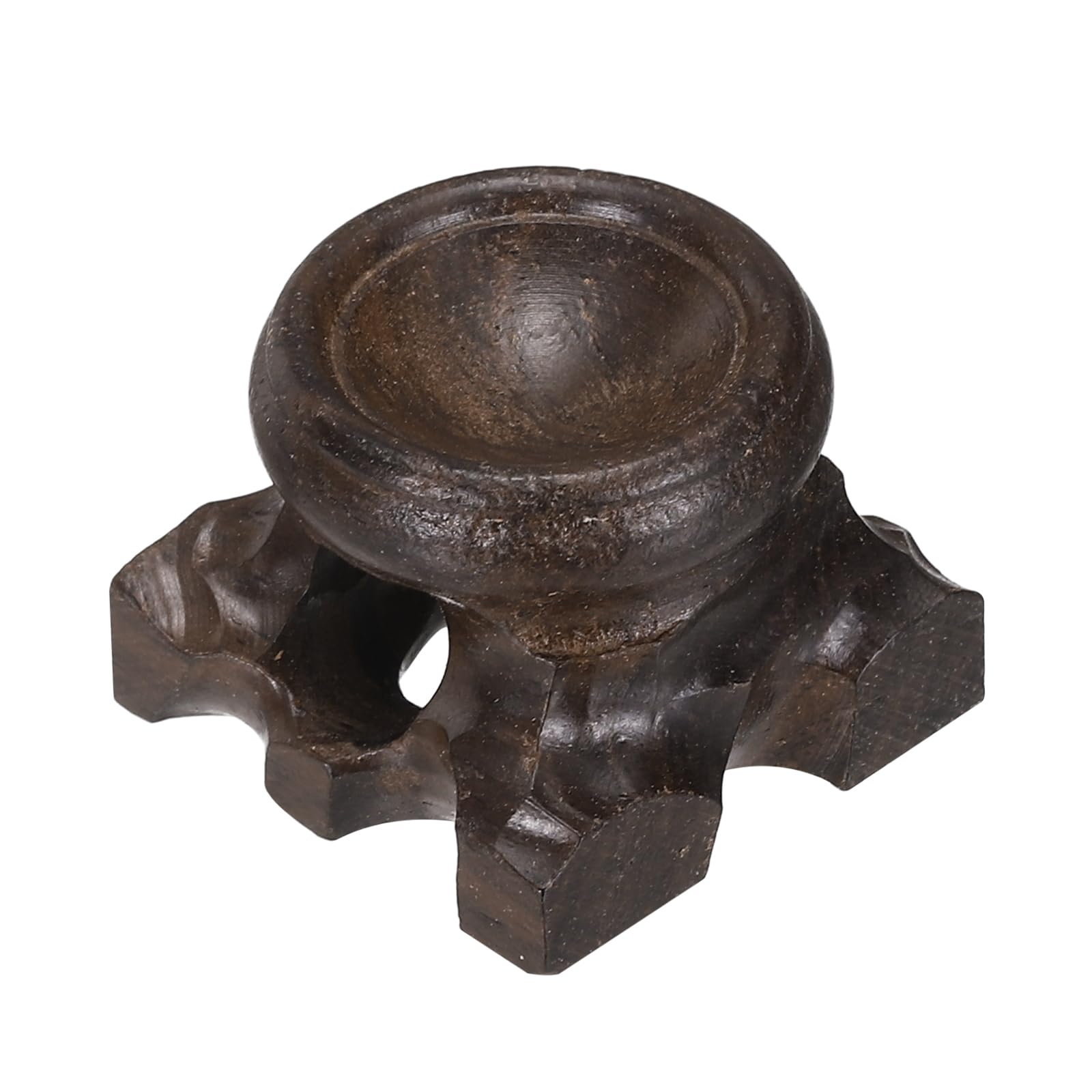 sourcing map Mini Wooden Crystal Ball Stand, 20mm Wood Display Stand Base Round Rosewood Sphere Holder for Secure Display Crystal Ball Sphere Eggs Stone, Black