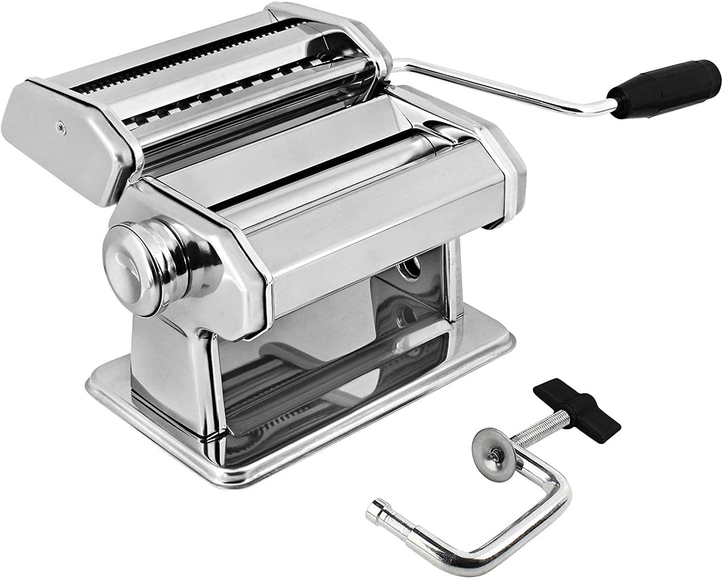 GOURMEX Stainless Steel Manual Pasta Maker Machine with Adjustable