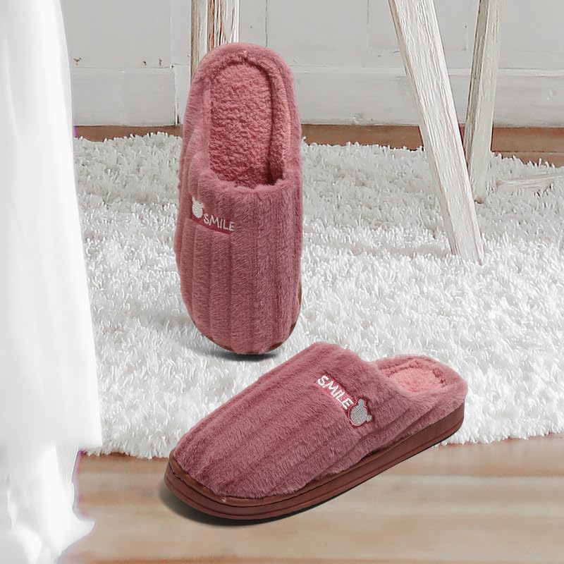 Image of Unisex Winter Flip Flop Slipper for Men and Women Soft Faux Fur Slip On Indoor Home Slides Slipper for Bedroom Sandals