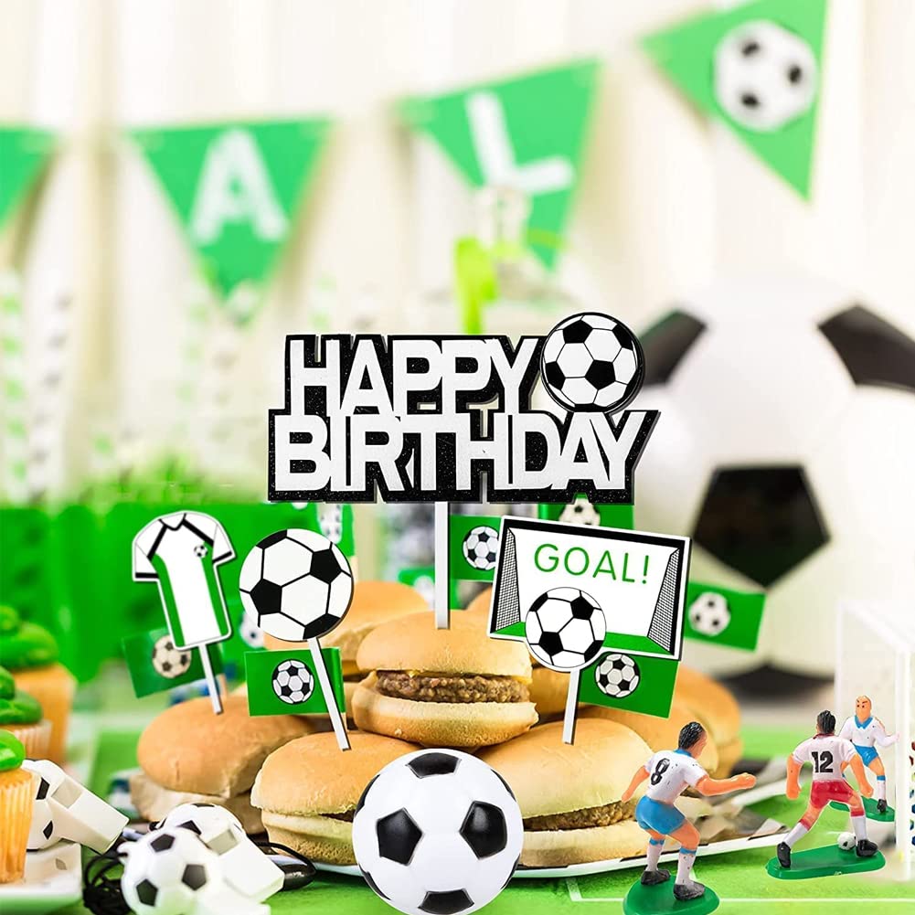 9-teiliges Fußball-Kuchenschmuck Set Für Die Perfekte Kindergeburtstags-Party – Inklusive Topper, Figuren & Deko