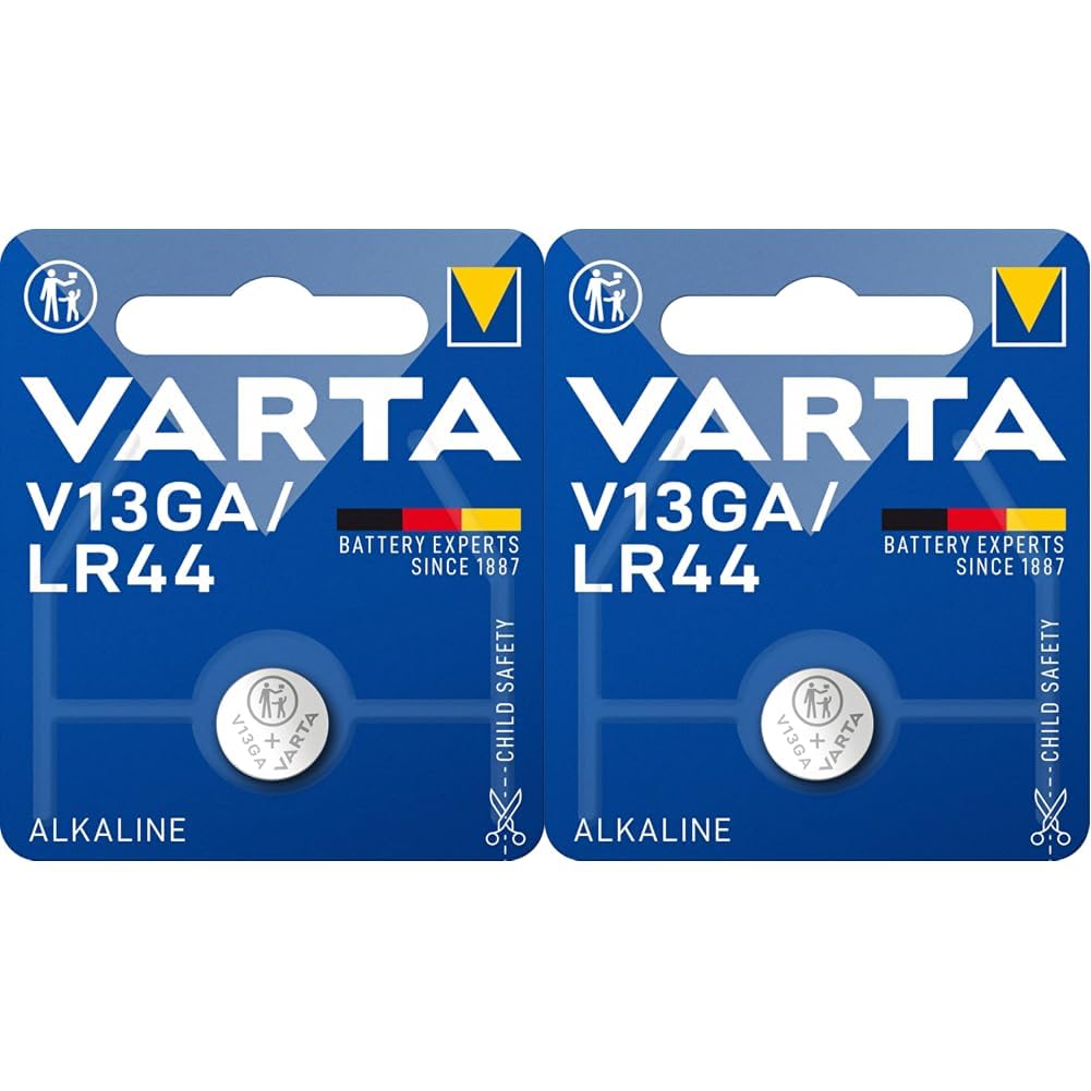 VARTA Batterien V13GA/LR44 Knopfzelle, 1 Stück, Alkaline Special, 1,5V, kindersichere Verpackung, für Spielsachen, Taschenrechner, Messgeräte (Packung mit 2)