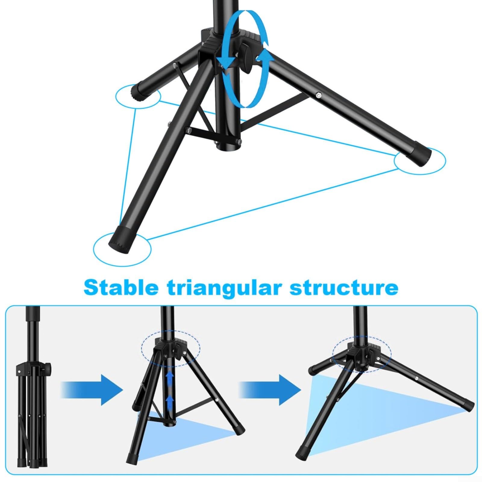 Treppiede portatile, supporto per antenna in alluminio leggero con altezza regolabile e adattatore per tubo, facile da montare, per uso esterno, nero