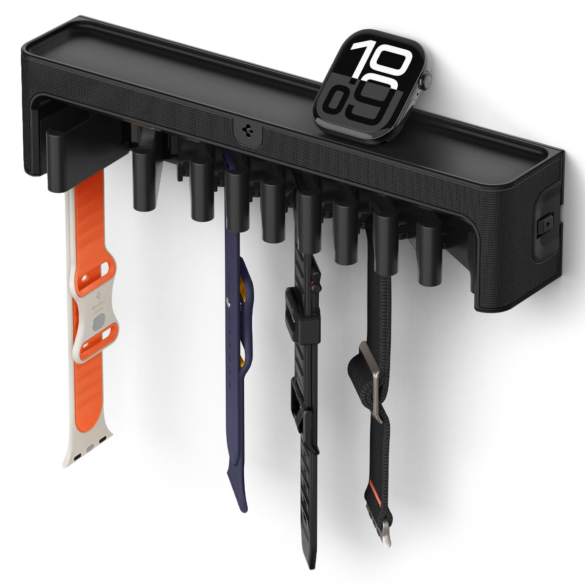 Spigen Wandmontierter Apple Watch Band Organizer S341 mit oberem Ablage-Tablett - Schwarz