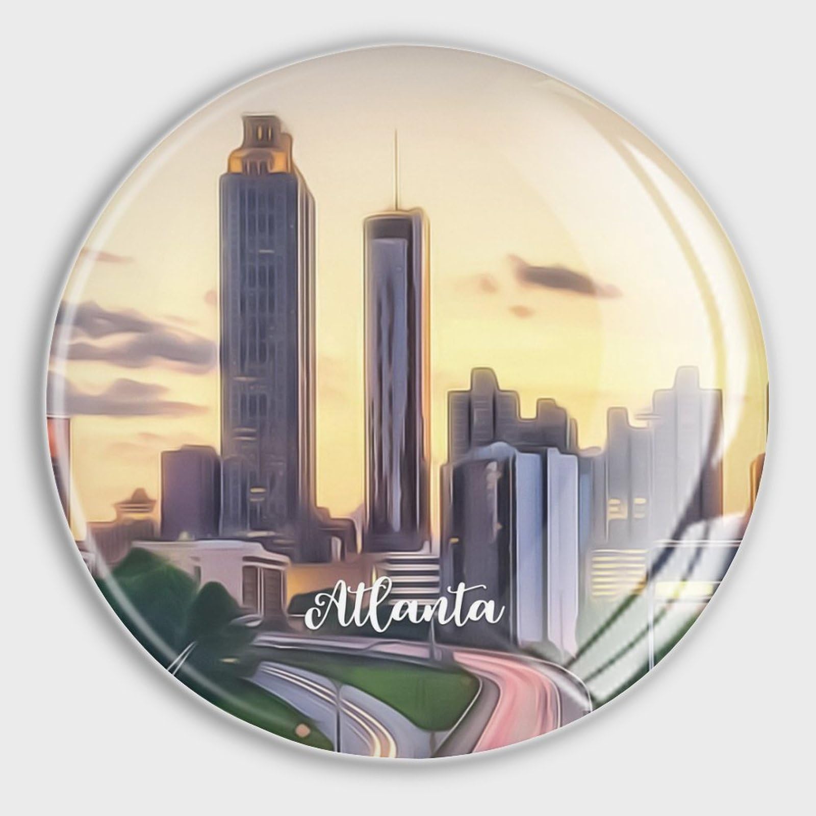 Imanes de vidrio para refrigerador potentes diseño de Atlanta de 4 piezas