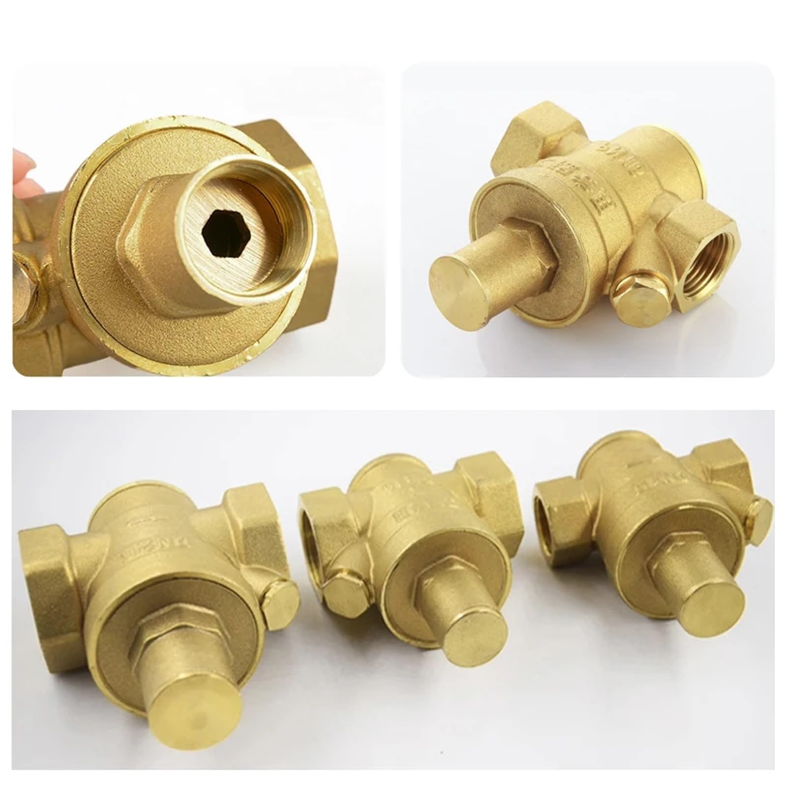 Soupape Réduction Pression Vanne de régulation pression en laiton, 1/2 ", 3/4", 1, 2", DN15, DN20, DN25, régulateur décharge réglable avec jauge(1-1/2")