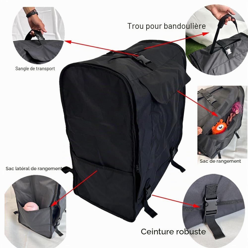 Sac de voyage pour poussette, sac à dos et rangement pour poussette compatible Cybex Coya, Beezy, Eezy Baby Carts, Noir
