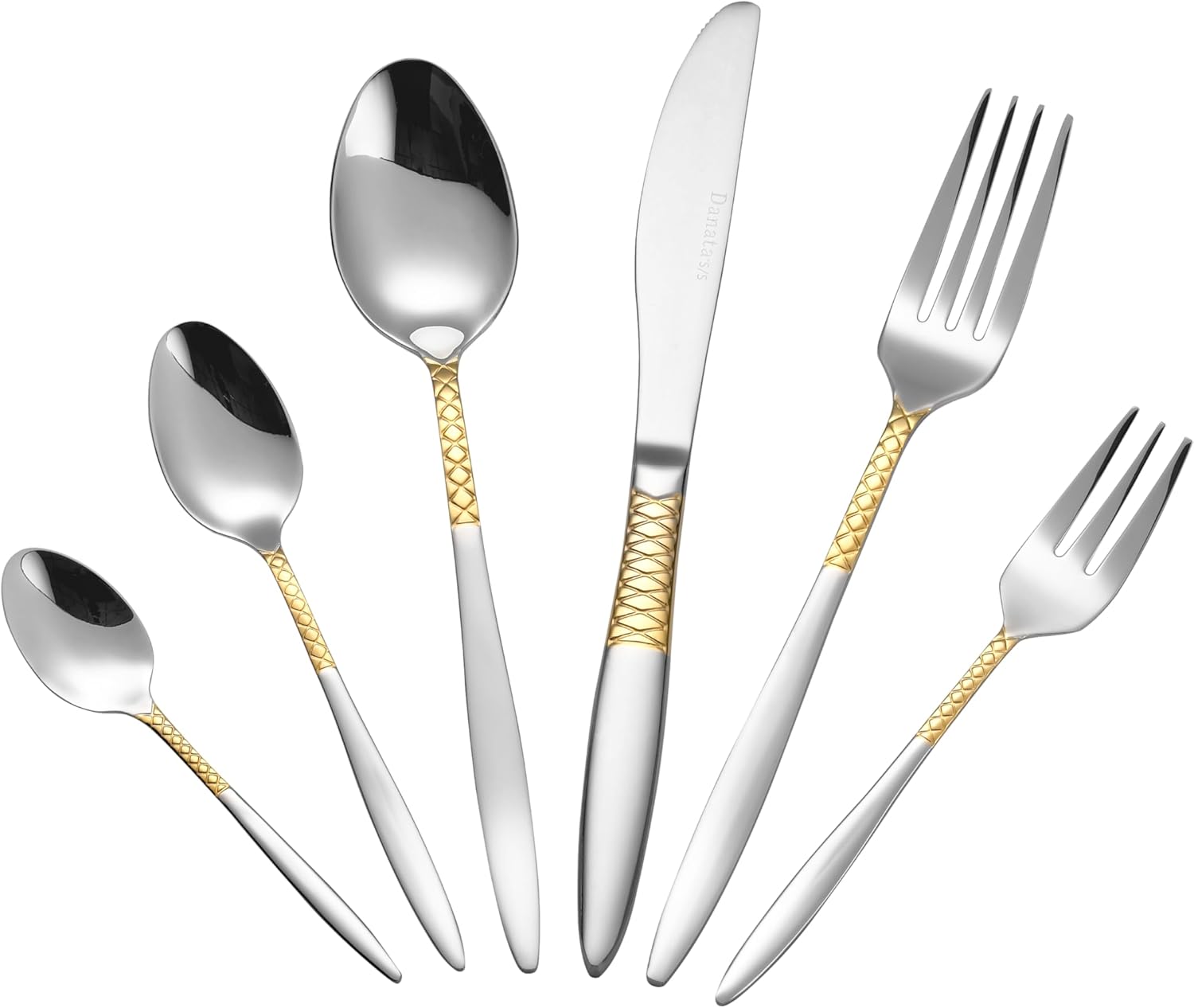 HOMEHUT 86-Piece Stainless Steel and Gold Flatware Set for 12 - Heavyweight 18/10 Silverware with Complete Serving Utensils and Elegant Storage Chest for Dining and Entertaining, Aegean Weave Gold