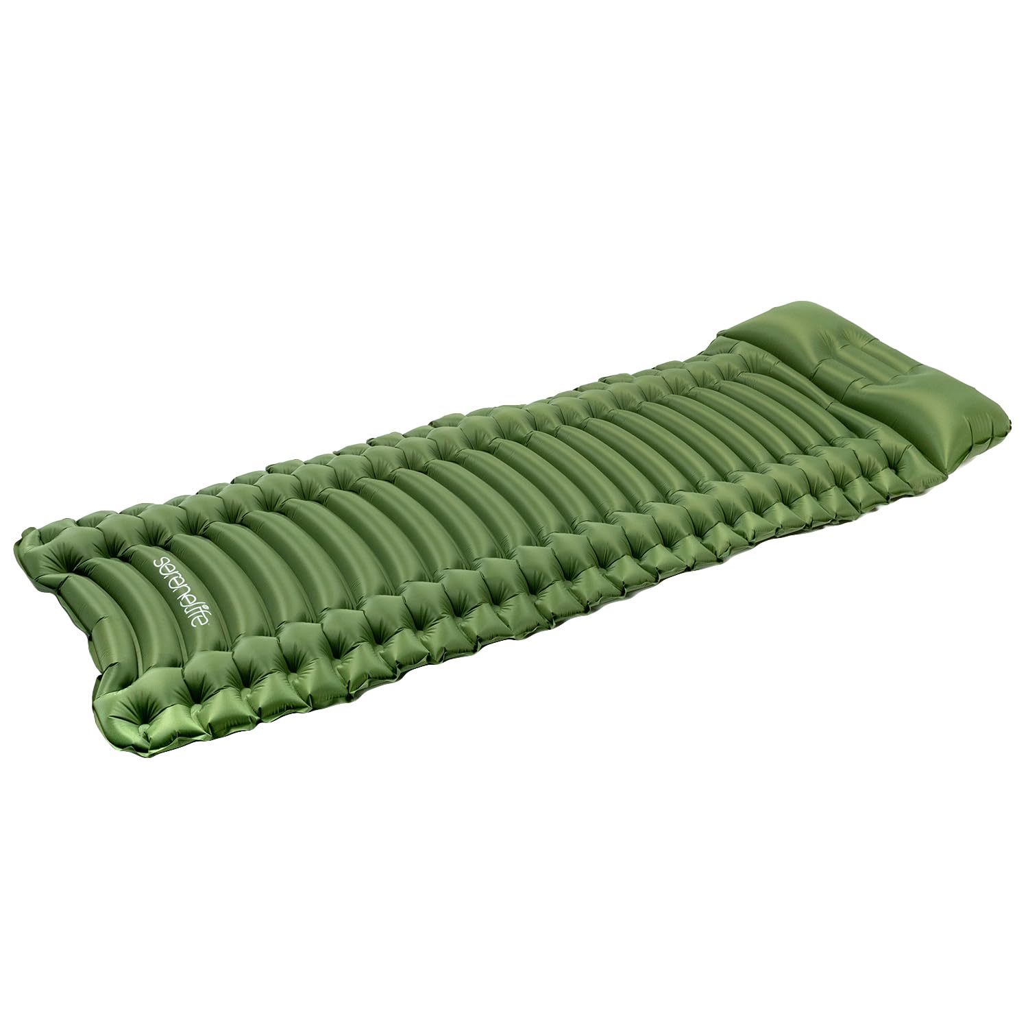 SereneLife Backpacking Air Mattress Sleeping Pad - Waterproof Lightweight Sleep Pad Inflatable Camping Sleeping Mat w/Carrying Bag - for Camping, Backpacking, Hiking,Green