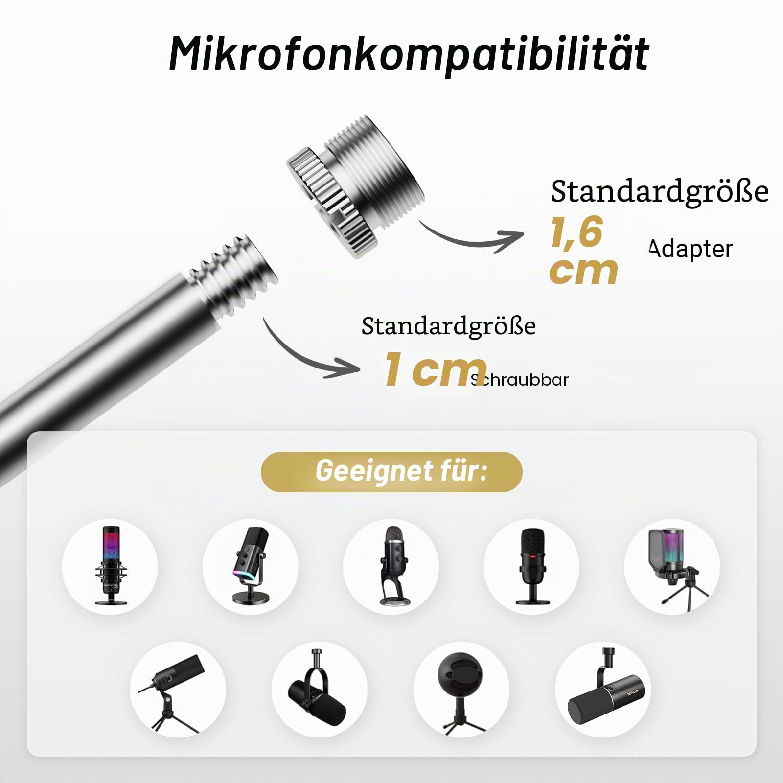 TONOR Mikrofon Ständer, einstellbarer Mikrofonarm mit Popschutz, 3/8" bis 5/8" Adapter, Mikrofonclip, verbesserte Hochleistungsklemme mit hoher Kompatibilität, 35 cm +35 cm T20