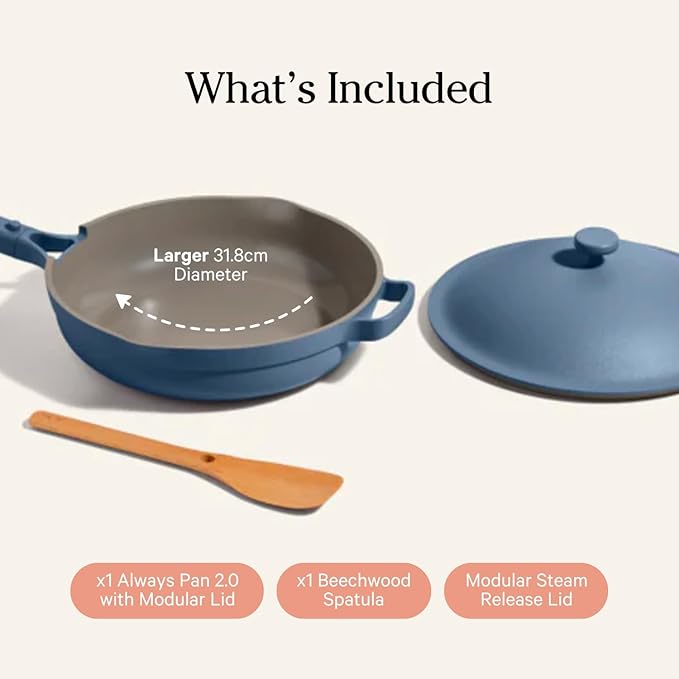 Introducing the cult-favorite Always Pan Supersized, a perfect companion for larger-family dinners, batch cooking, and hosting memorable gatherings. Designed for those who crave a little extra space, this 31.8cm marvel performs seamlessly, allowing you to sauté, fry, roast, boil, bake, braise, sear, strain, serve, and store, all with remarkable ease. Whether you're a culinary novice or a seasoned chef, the Always Pan promises efficiency and convenience, transforming your favorite recipes into delightful masterpieces.