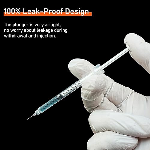 Miniatura 5 de Jeringa U-100 con aguja, jeringa de 1.06 oz 12 cc 516 pulgadas (0.315 in), envuelta individualmente, paquete de 50
