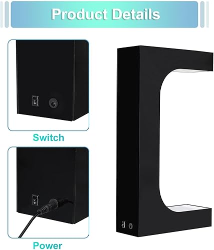 Miniatura 5 de MECCANIXITY Estantes de exhibición de zapatos flotantes 9.252x3.543x17.520 in Estantes magnéticos de rotación de 360  con 16 colores control remoto