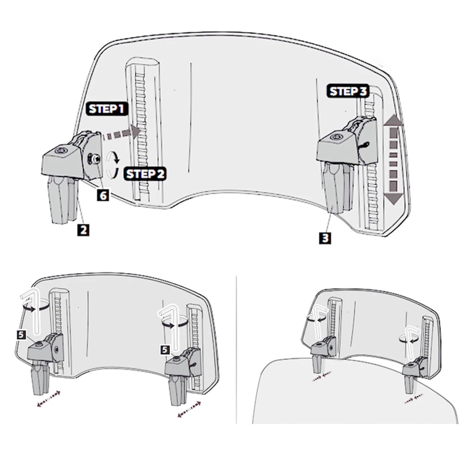 Für Yamaha X-MAX125 X-MAX 250 Xmax 300 X-MAX 400 Motorrad Windschutzscheibe Verlängerung Einstellbare Spoiler Deflektor Xmax300 Luftabweiser Windschutzscheibe(Transparent)