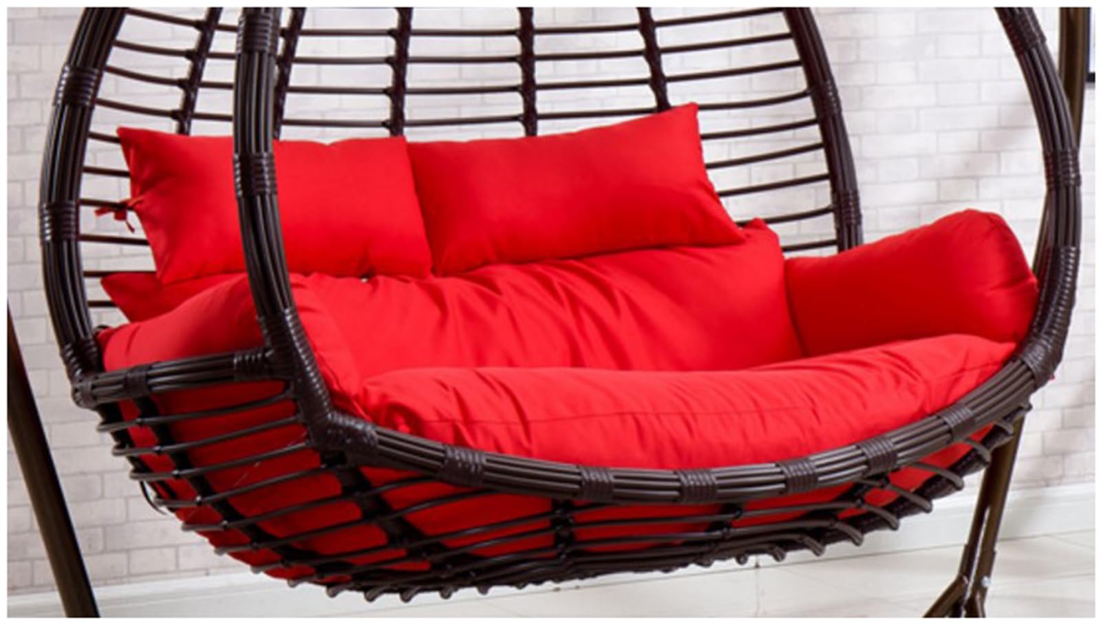 ZTGL Thicken Hanging Chair Cushion Replacement Egg Chair Cushions Double, 2 Seater Wicker Rattan Swing Cushion for Outdoor Garden, Waterproof Hanging Hammock Chair Cushion,Red