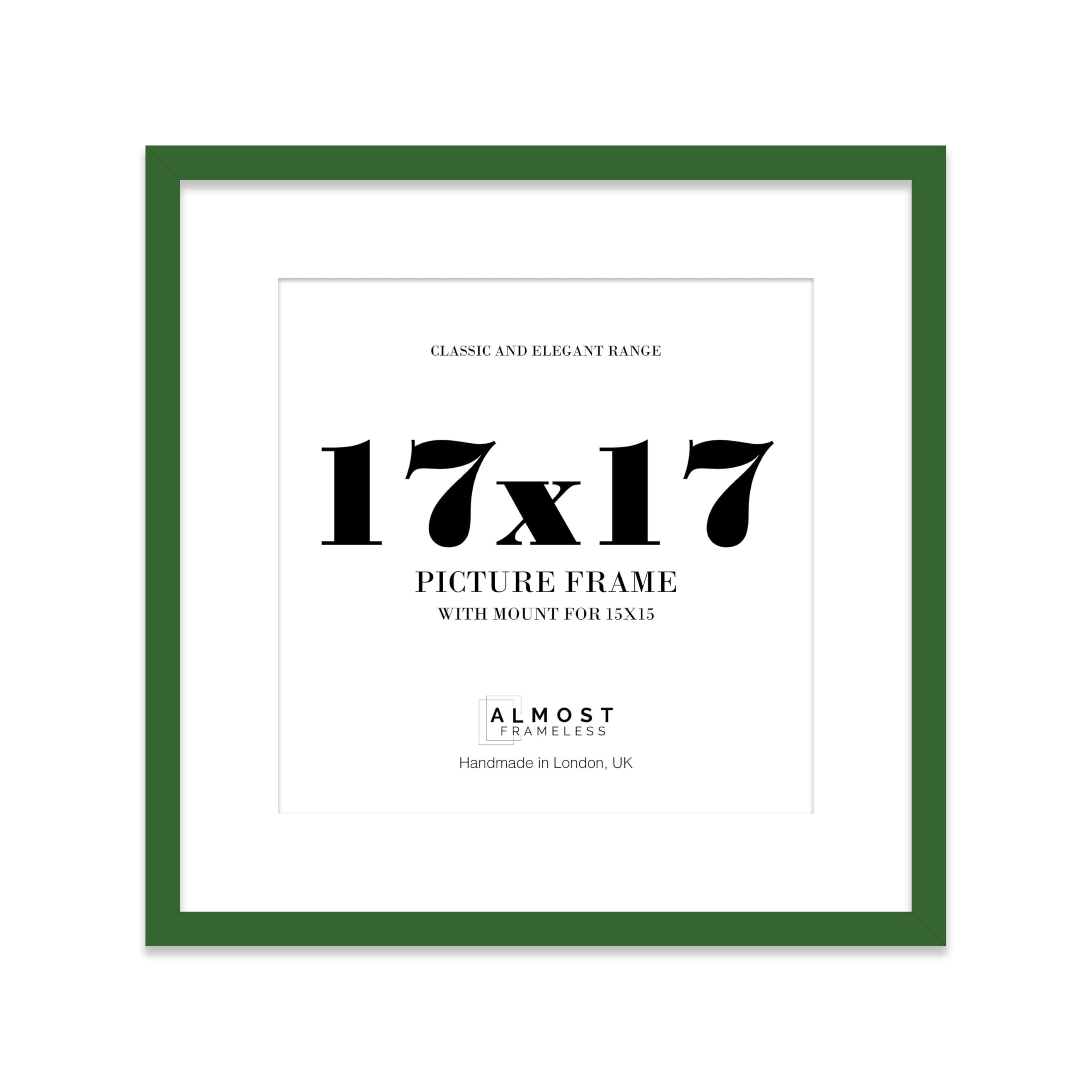 17x17 Green Picture Frame with Mount for 15x15 Photos, Prints - Modern Square Wall Frame, 1 Pack