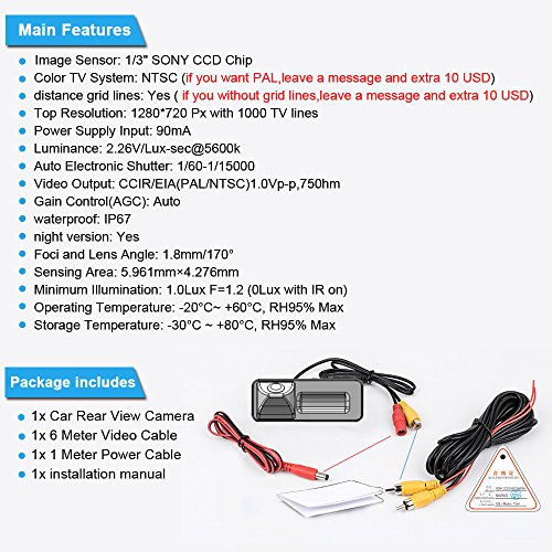 Image of Waterproof Backup Vehicle Camera Color Car Rear View Camera 170 Degree Viewing Angle License Plate Parking Reverse for BMW X1 X5(Super Pro HD Camera)