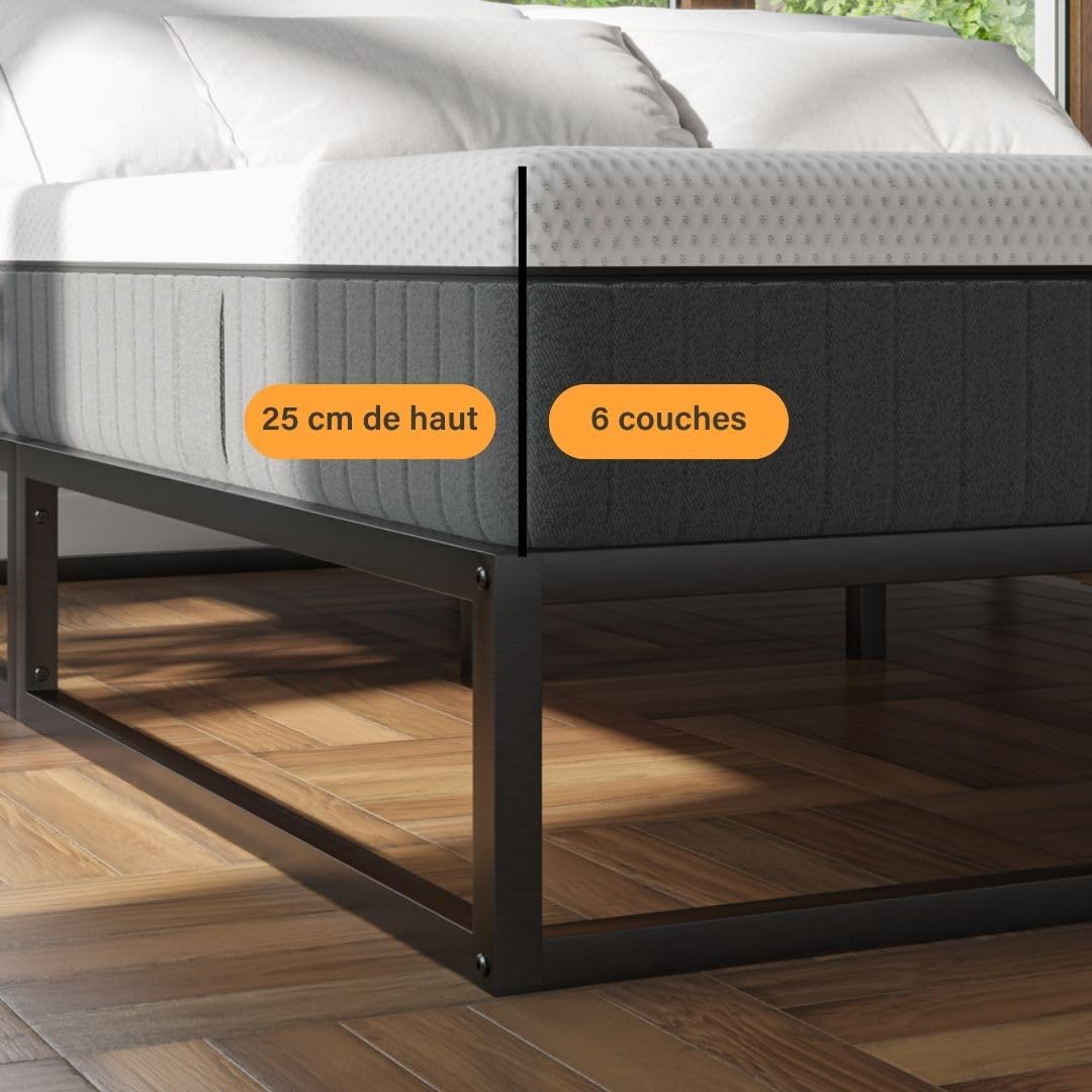 Emma Matelas Original Plus | Hybride II | Mousse à mémoire de Forme et Ressorts ensachés | 160x200 cm | Hauteur 25cm | Fermeté équilibrée | Soutien à 5 Zones | Ergonomique | Ultra-Respirant | Air +