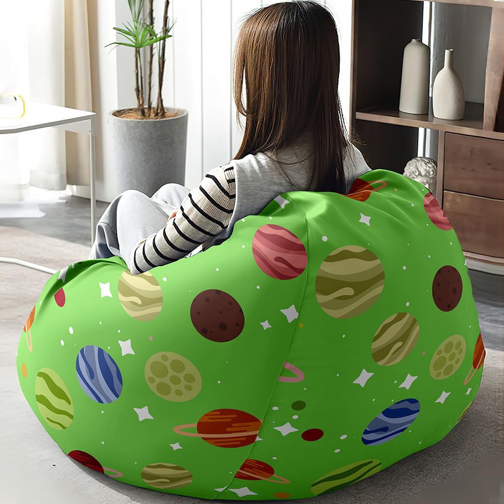 Odot Fodera per Poltrona Pouf Sacco Bambini Senza Imbottitura, Copertura per Poltrona da Esterno Pouffe Salotto Grande Pouffe a Sacco Interno Sacco Poltrona Pouf (130x150cm,180