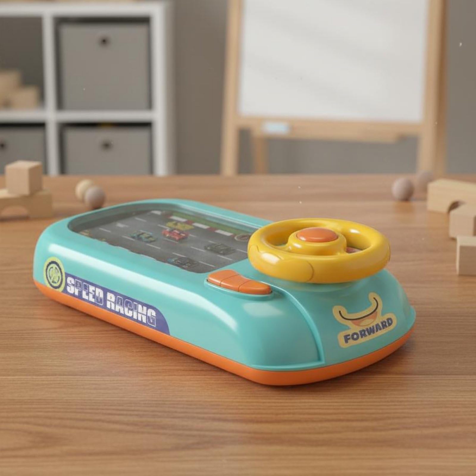 Juego de Carreras Infantil Volante Interactivo Simulación de Conducción Juguete Educativo con Selector de Marchas Música Control de Velocidad Plástico, Nueva Aventura Racing
