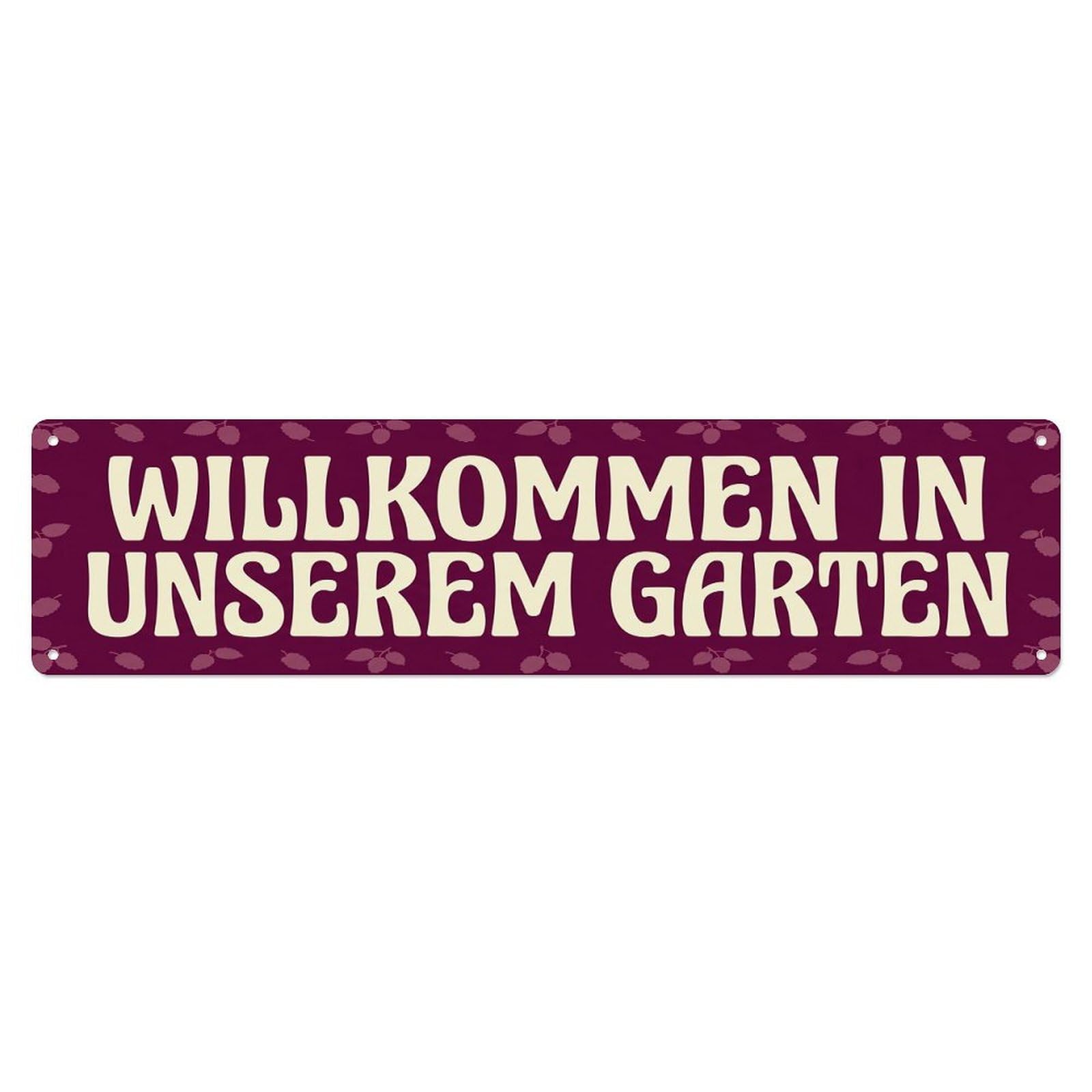 Vintage Welcome to Our Garden Mulberry Metal Tin Sign