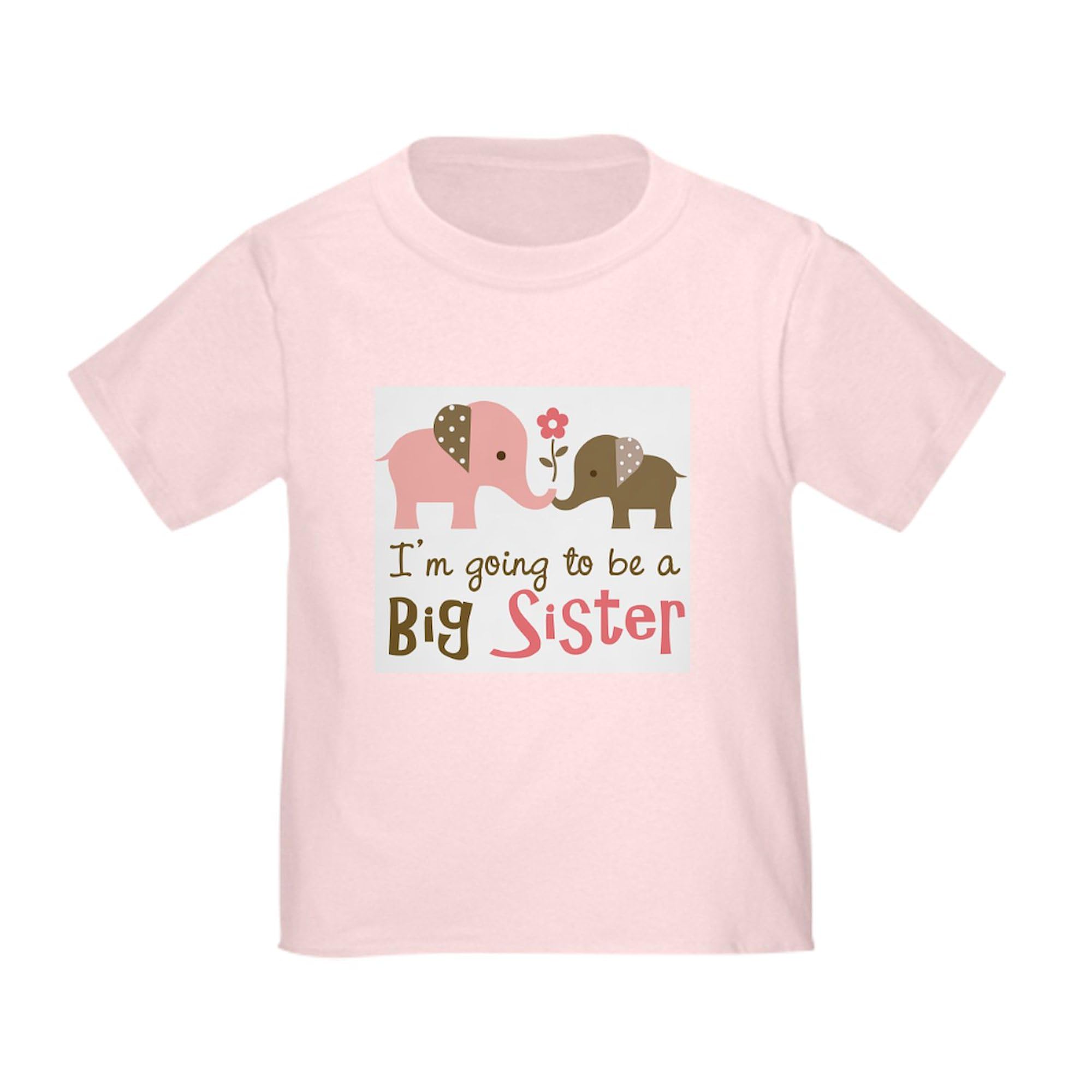CafePress Big Sister to Be Mod Elephant Toddler T Shirt Toddler Graphic Tee, 100% Cotton Pink