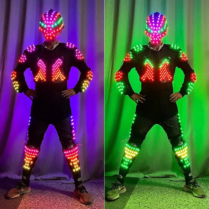 Earthradius LED robot kostium człowieka świecące ubrania świecące zbroja czaszka kask sceniczny taniec przedstawienie show przebranie