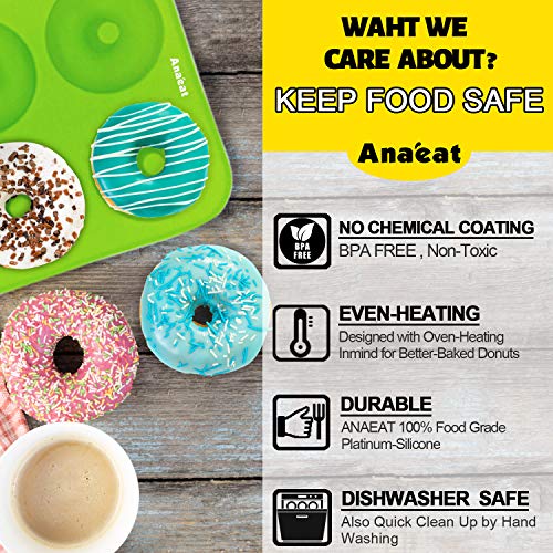 image for Anaeat 2 Pack Donut Pan Silicone Baking Mold, Just Pop Out! Non-Stick 