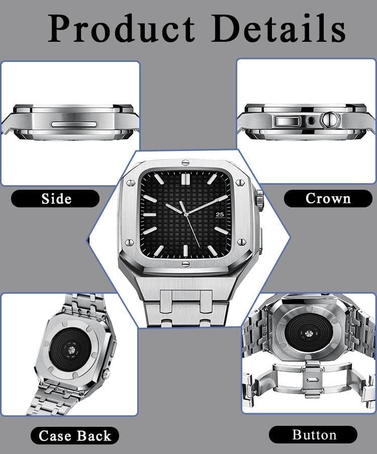 Bracelet de montre en acier inoxydable SAAWEE kit mod anti-choc pour Apple Watch 44mm - 3