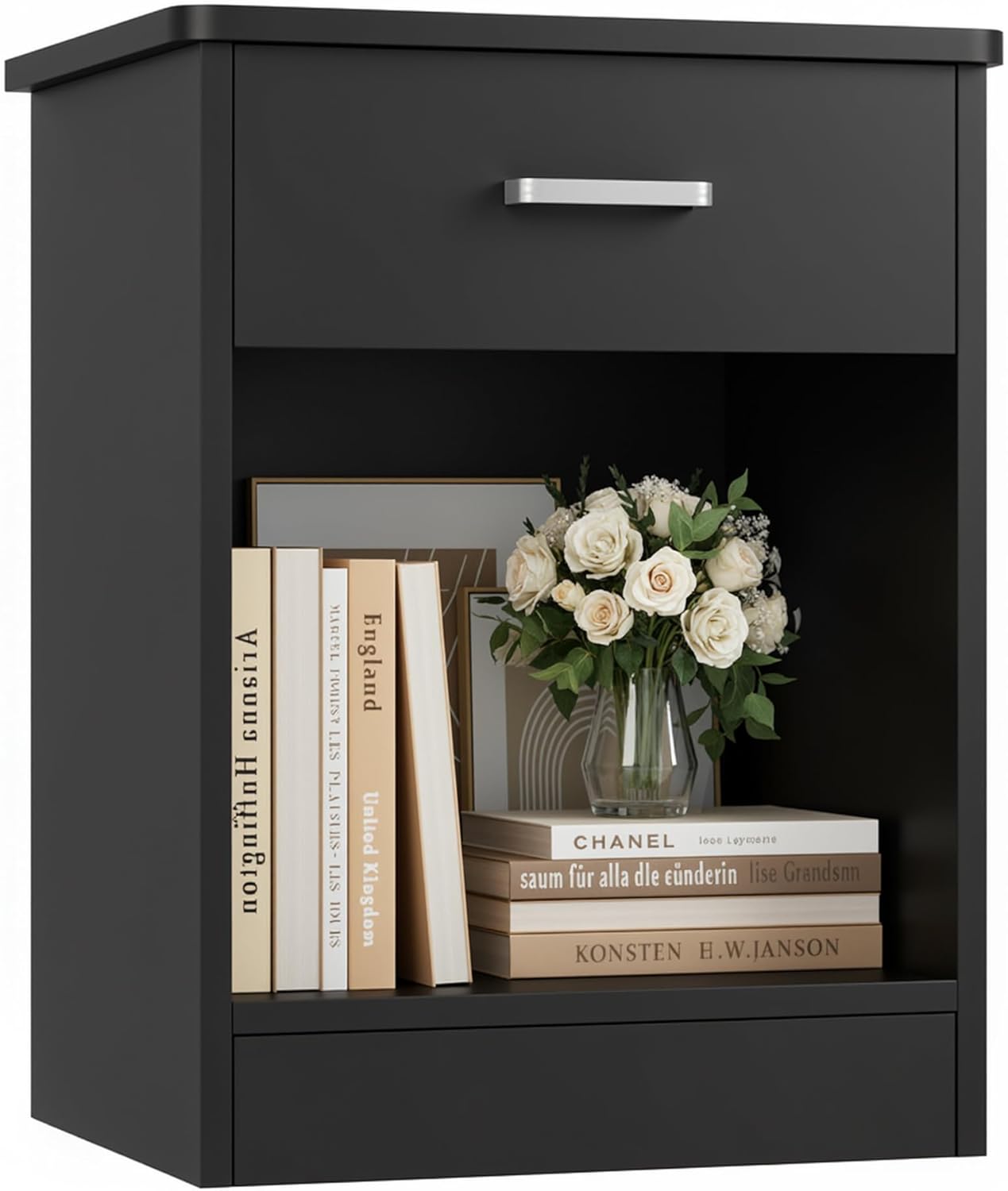 Aenuert ナイトスタンド ホワイト キッズナイトスタンド モダンなエンドテーブル オープンストレージ付き 3段 保育園 ベッド 2層  ホーム＆キッチン モダンなナイトスタンド 引き出しとオープンストレージ付きナイトスタンド Aenuert ナイトスタンド ホワイト キッズナイト ... FOTOSOK ナイトスタンド 2段サイドテーブル 引き出しと収納棚付き ベッドサイドテーブルエンドテーブル モダンなナイトスタンド