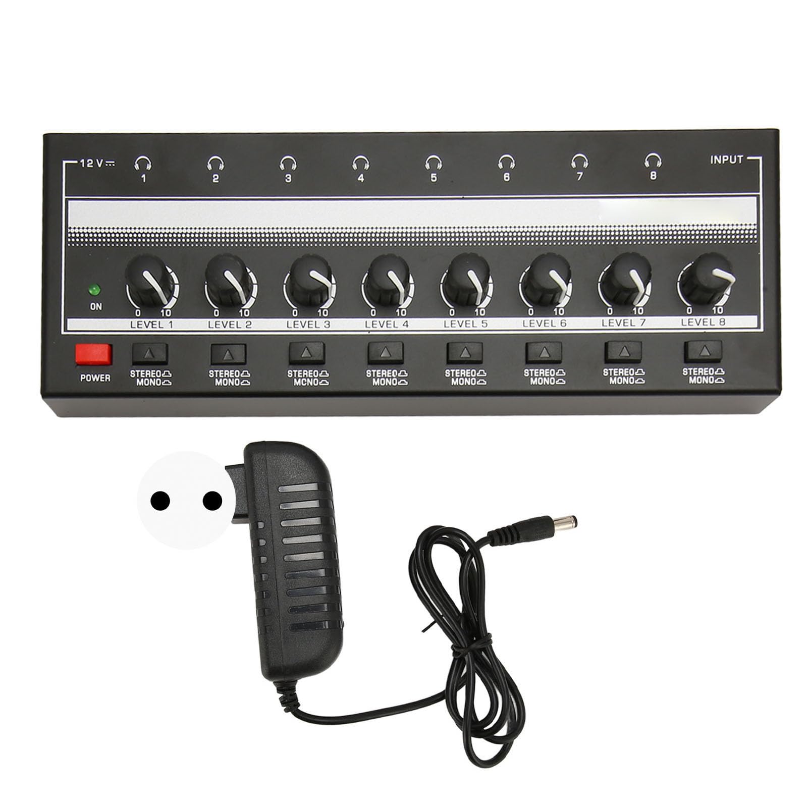 Amplificatore per Cuffie Stereo, Amplificatore per Cuffie Clear Sound 100-240 V Controllo Volume 8 Uscite 1 Canale di Ingresso per Palco (Spina europea)