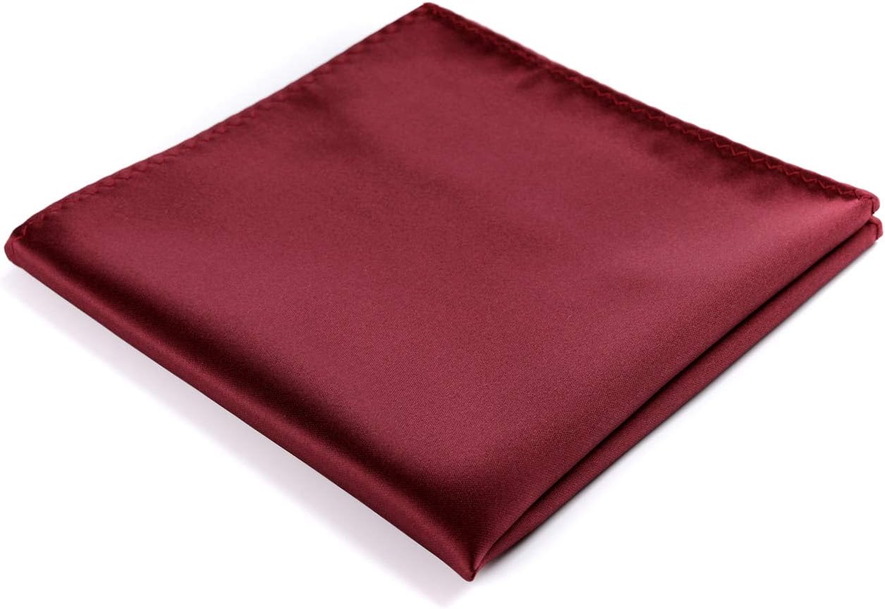 Fortunatever Mens Solid Satin Mens Tie With Hanky,Handmade Neckties For Men With Gift Box Burgundy Red Hanky1