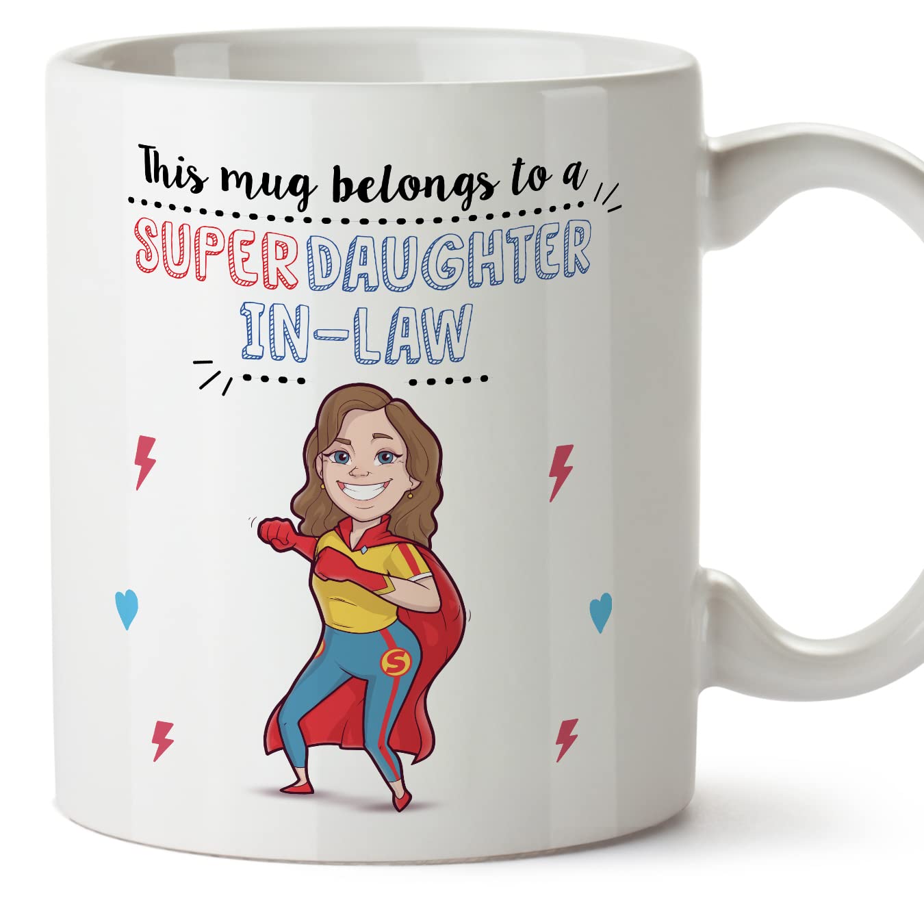 MUGFFINS Daughter in Law Mug - in English - Super Family - Funny Gift - Ceramic 11oz Mug