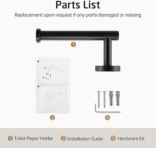 Miniatura 9 de KES Soporte de papel higiénico negro, soporte para papel de baño, rollo de papel SUS 304 de acero inoxidable, montaje en pared, negro mate,