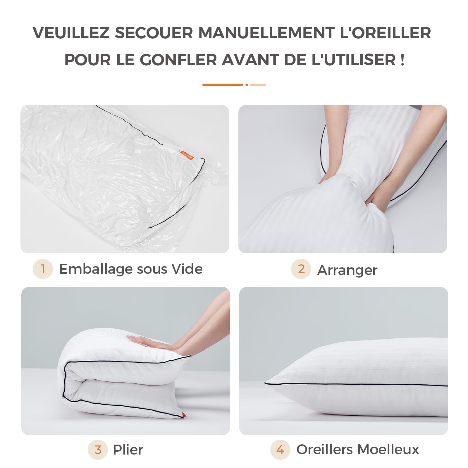 Sweetnight Oreillers 80x80 Lot De 2 - Grand Coussin Carré En Coton, 1500g Rembourrage, Doux Et Respirant Pour Un Sommeil Réparateur