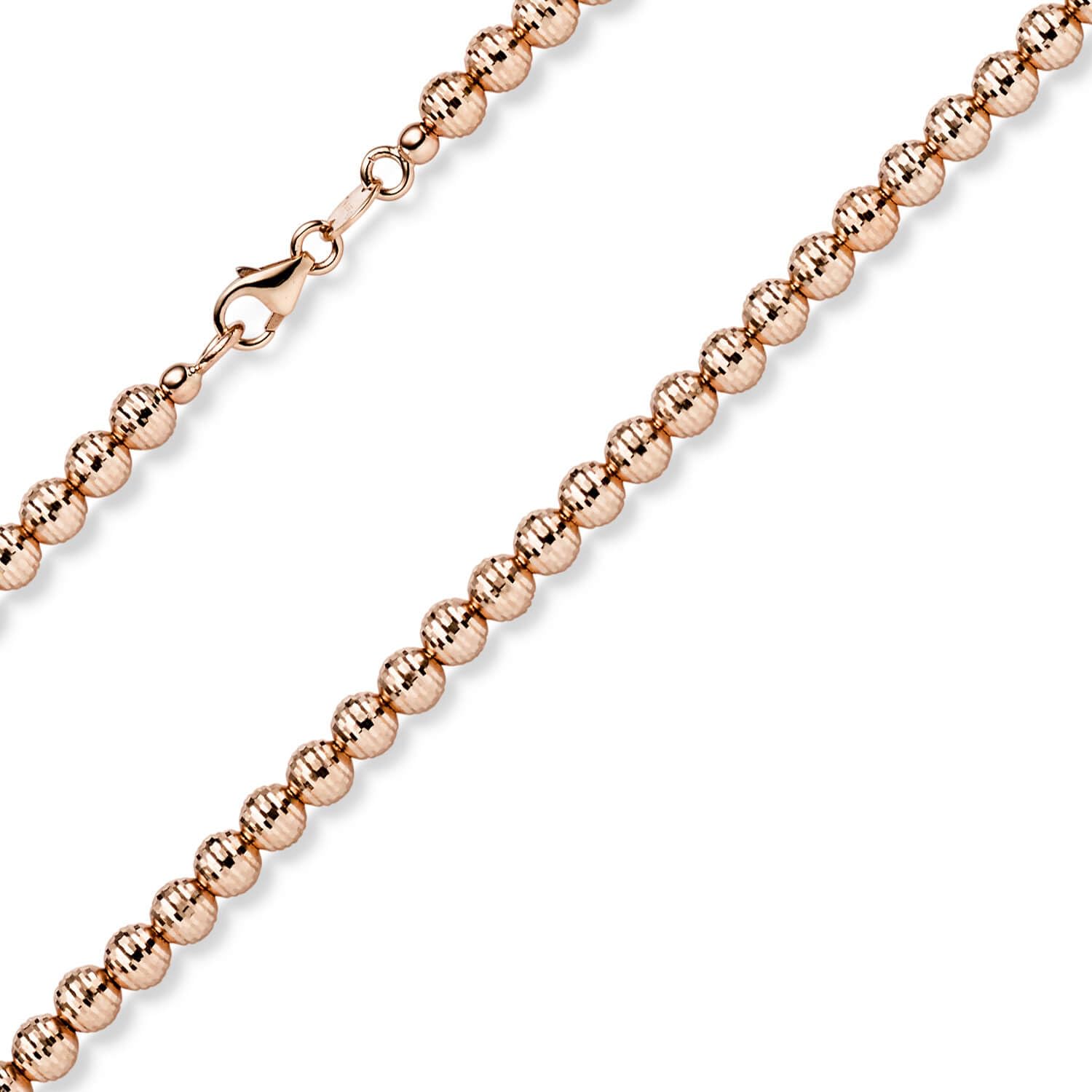 4mm Kette Collier Kugelkette diamantiert aus 585 Gold Rotgold 45cm