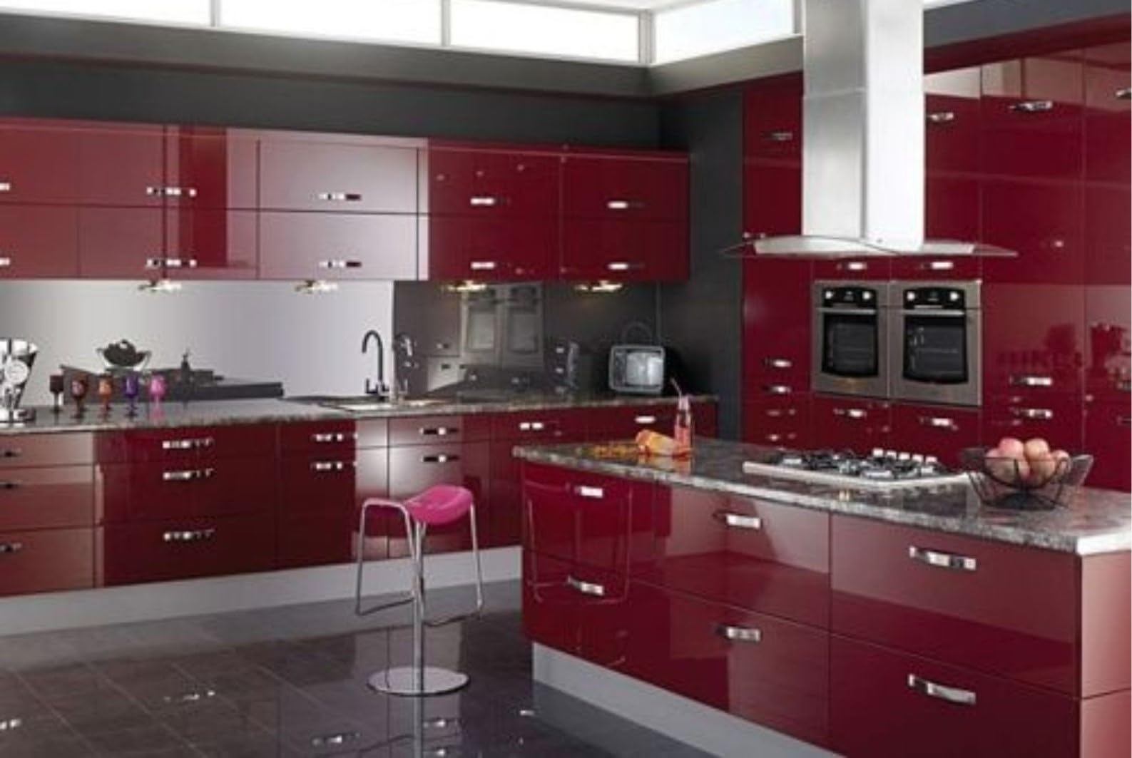 ERATO Glossy Maroon Wallpaper Peel & Stick Vinyl Contact Paper Self Adhesive Wallpaper for Kitchen Cabinets Furniture Countertop Removable Waterproof Wallpaper (Cherry Glossy, 2 Feet x 5 Feet) 1