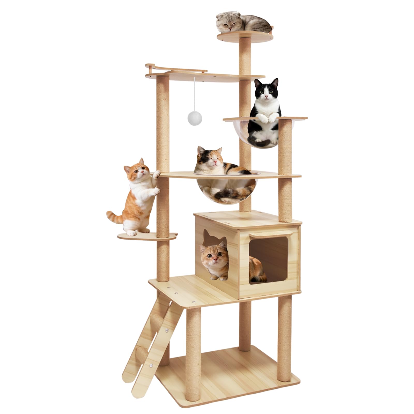 キャットタワー 猫タワー スリム 木製 宇宙船 厚さを増した板材 キャットタワー…