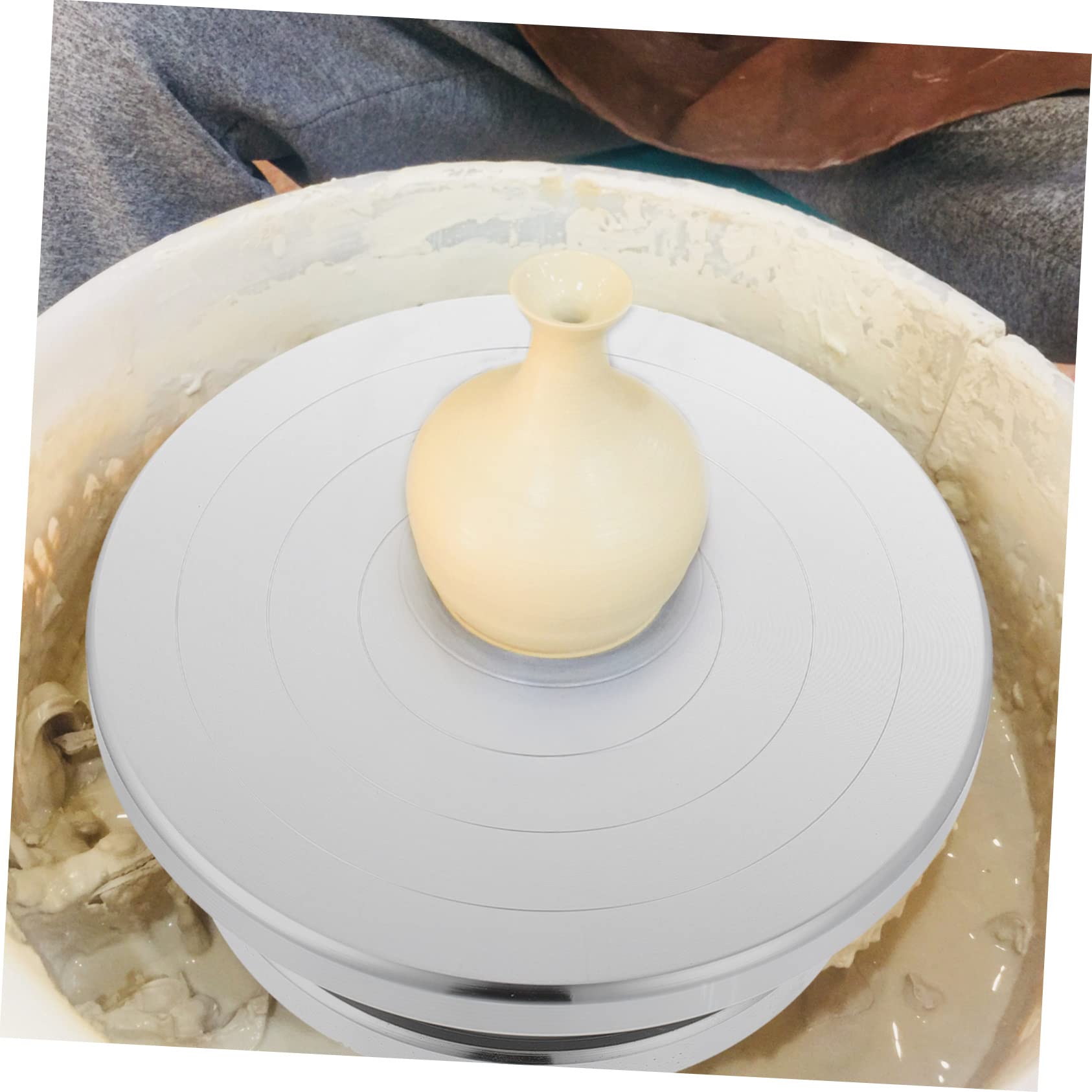 Operitacx Plateau Tournant en Alliage D'aluminium Solide pour Poterie Outil Pratique et Rotatif pour Sculpture d'argile, Fabrication D'objets en Céramique