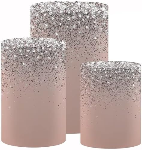 Miniatura 6 de Cubiertas de pedestal de oro rosa con purpurina para fiesta de cumpleaños de dieciséis dulces dieciséis puntos de Bokeh plateados, decoraciones de