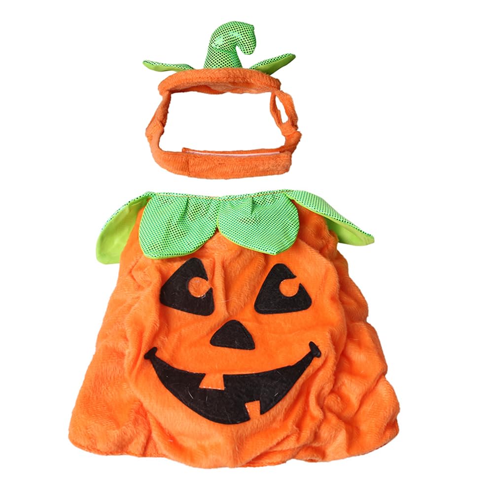 ABLAZEZAI Kürbis-Kostüm Für Haustiere – Halloween-Hut & Stoffanzug, Verstellbar, Für Katzen & Kleine Hunde