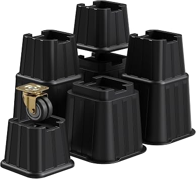 MYMULIKE Bed Risers 8 Inch, Elevation in Height 3, 5, 8 inch, Stackable Bed Frame Risers, Heavy Duty Support Up to 6000 lbs Furniture Risers 8 Pack for Table, Couch, Desk, Chair