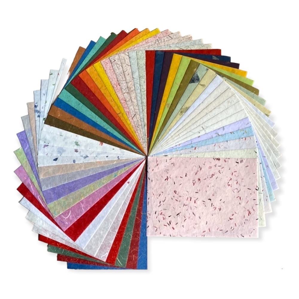 A4 Natural Banana bark, Leaves etc., Mulberry Paper Sheets Art Tissue Washi Paper Design Craft Art Origami Suppliers Card Making Writing Painting 50 Sheets (Mixed colors Leaves,Banana Bark, etc., A4)